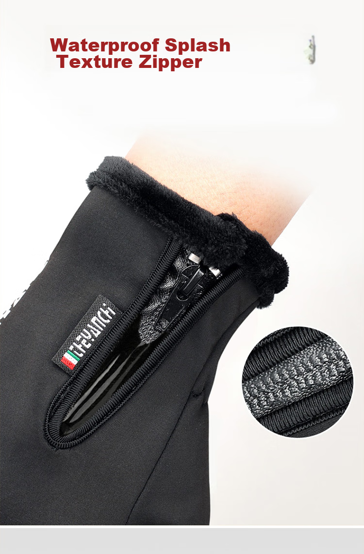 BWNK Outdoor Waterproof Gloves, Winter Zipper Touchscreen Gloves for Men And Women, Windproof Warm Fleece-Lined Gloves for Hiking And Skiing 7