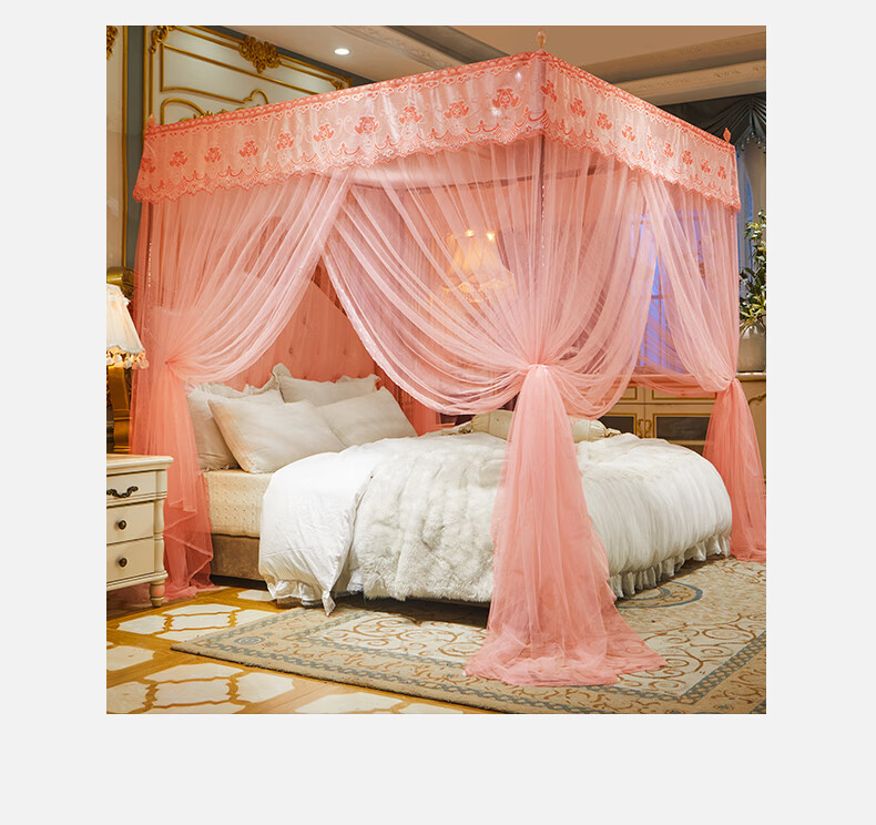 Grace Floor-Standing Palace-Style Mosquito Net for Home Bedroom, Three-Door Full Coverage Dust-Proof Anti-Mosquito Screen, Jade Color, 1.8*2 Meters 3