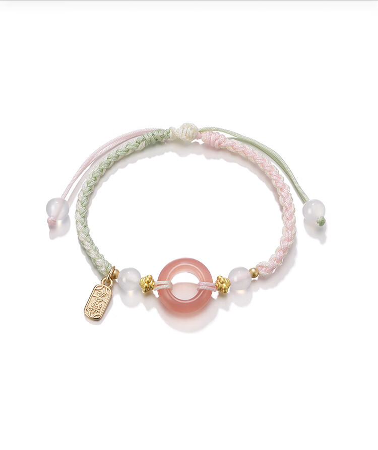 Clect Women's Bracelet with Peace Buckle, Agate Beaded Cord, Chinese Style Jewelry, Birthday Gift for Girlfriend 2