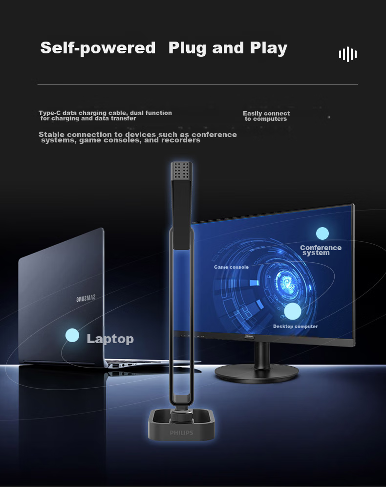 PHILIPS Computer Microphone, Multi-Purpose Wired Mic for Online Classes And Meetings, Gaming Intercom Headset, High Sensitivity with Noise Cancellation, Foldable, 3.5mm Compatible with SHM1008 5
