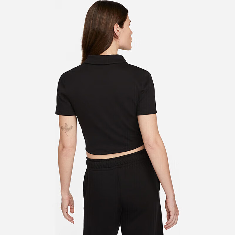 NIKE Spring And Summer Women's Short-Sleeve T-Shirt, POLO Shirt, Sporty Casual, Simple And Fashionable, DV7885-010 Black L