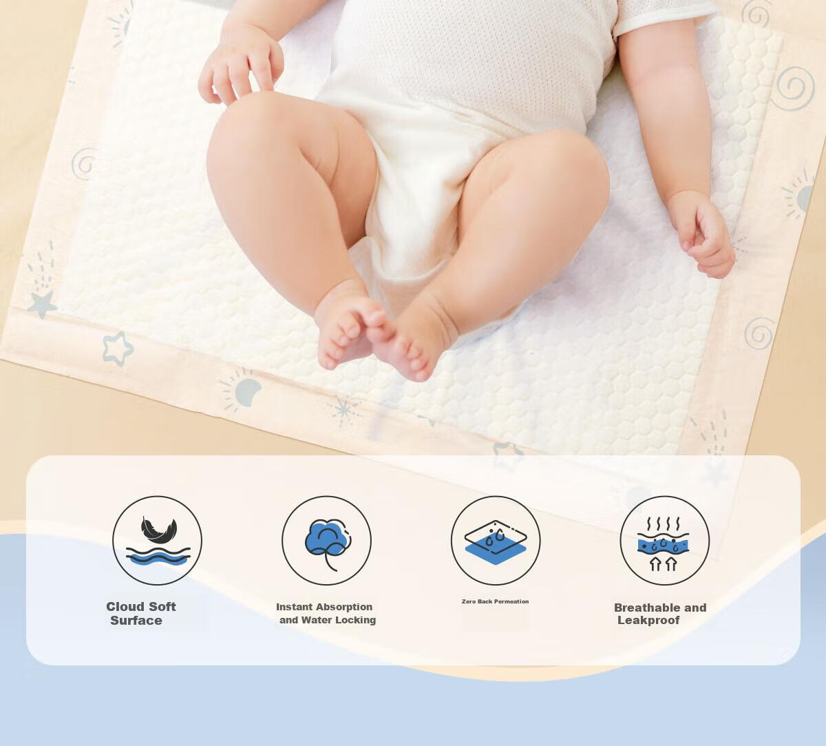 Mianzhirun Baby T-Shaped Diapers [36 Pieces], Disposable Pants-Style Diapers, Waterproof Baby Diaper Cover, Size S 2