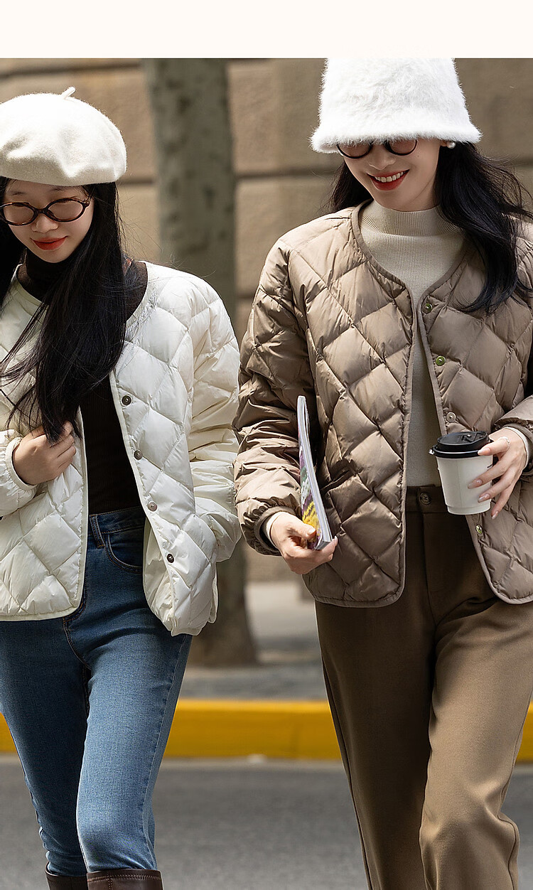 Dme [Lightweight And Warm] Winter Luxury 90% Duck Down Round Neck Long Sleeve Slim-Fit Women's down Jacket 23