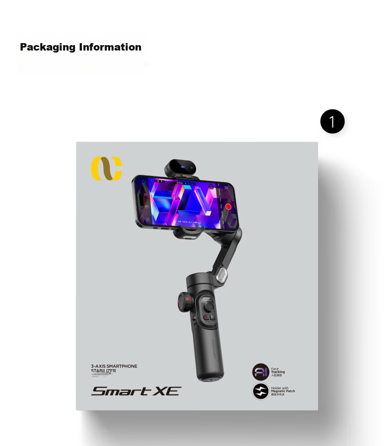 Aochuan Smart XE AI Smartphone Stabilizer with Face Tracking Selfie Stick, Multi-Functional Anti-Shake Shooting Handheld Stabilizer for Live Streaming, Follow-Up Shooting And Travel 19
