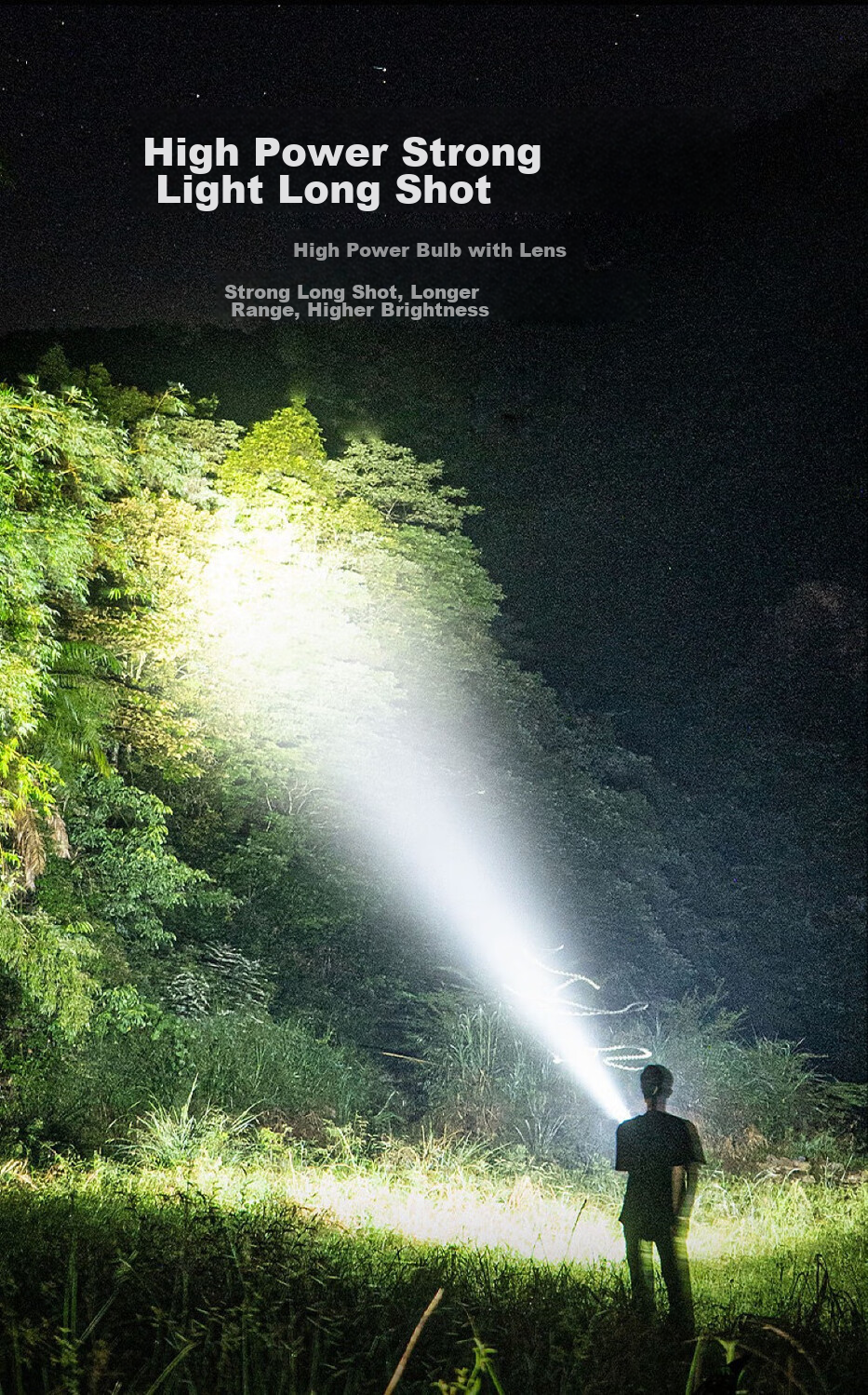 DP Flashlight, High Brightness, Long-Range, Multifunctional, Portable, Outdoor Patrol, Cycling, Self-Defense, Power Outage Lighting, Emergency Light -1512 3