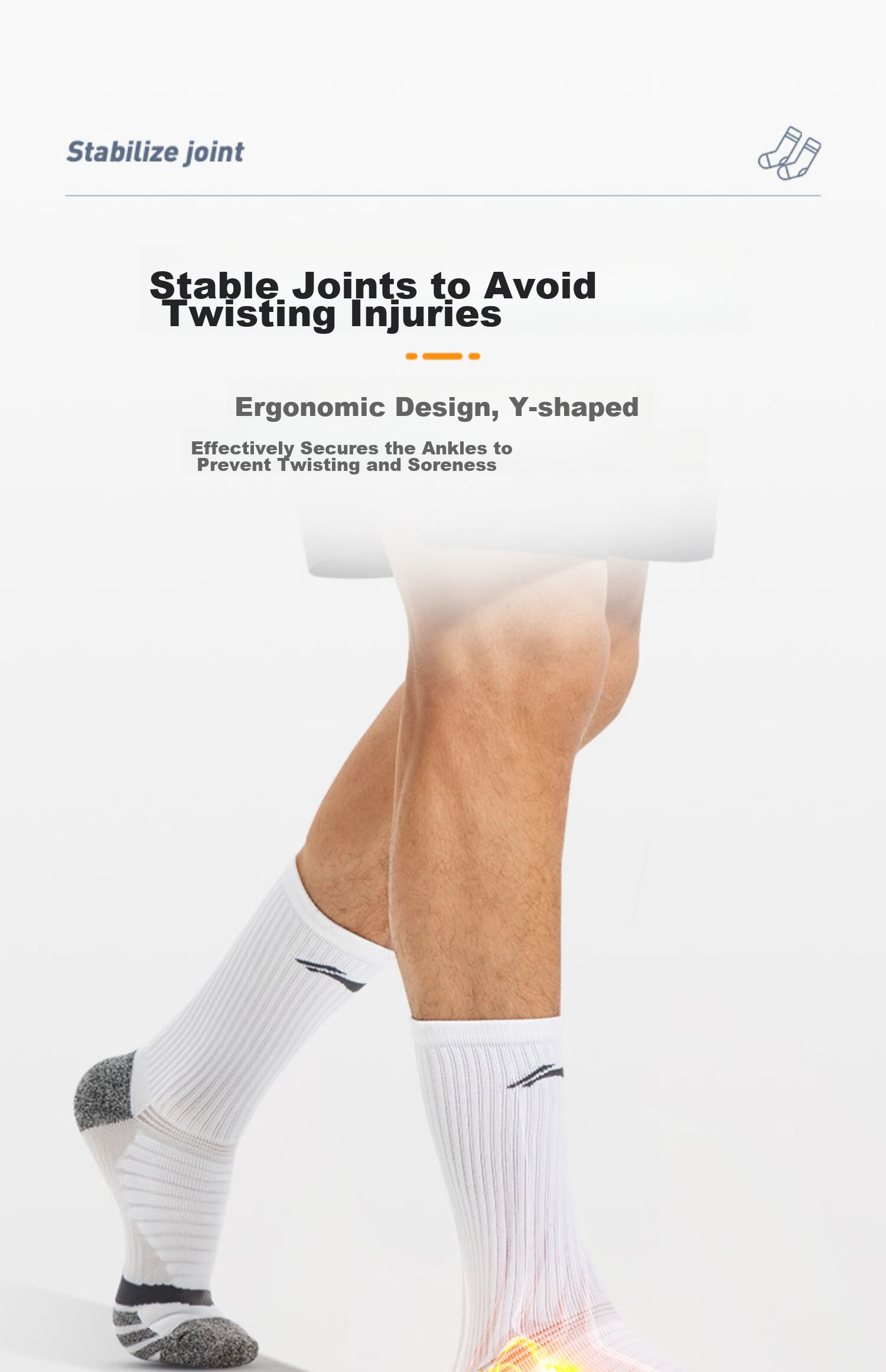 Li-Ning Basketball Socks for Men And Women, Sports Socks with Terry Bottom for Running (Black And White, 2 Pairs), Durable Non-Slip Elite Socks 22