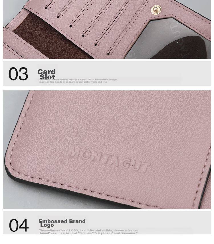 MONTAGUT Women's Wallet [Gift Box], New Genuine Leather Long Card Holder, Birthday Gift for Women, Red Color, Practical for Zodiac Year 16