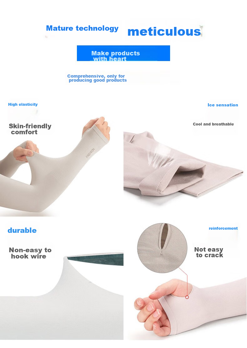 LAC Ice Sleeves for Men [Set of Four], Sun Protection Arm Sleeves for Women, Ice Silk Sleeves, Cycling Arm Guards, Sleeve Covers, Arm Sun Protectio 4