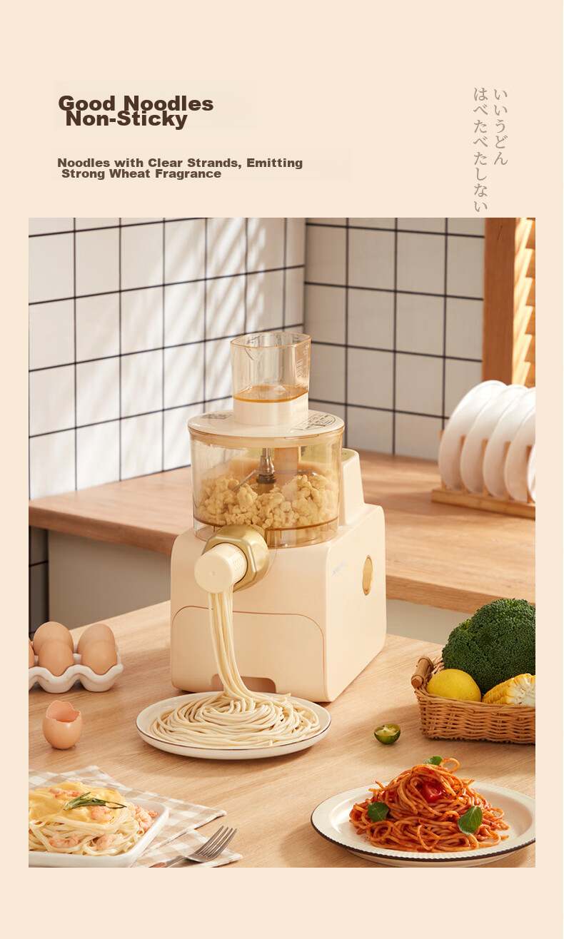 APIXINTL Anben Su Noodle Maker, Fully Automatic Pasta Machine, Multi-Functional Home Use, Multiple Mold Options, Electric Dough Kneader, Dumpling Wrapper Maker, 4-Person Capacity, APIX-M06 10
