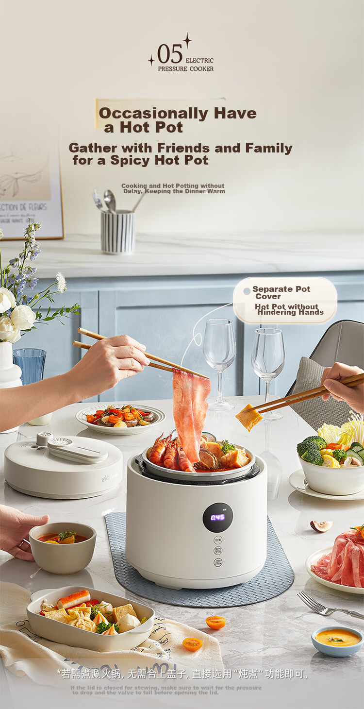 Bear Electric Pressure Cooker for 4-5 People, Large Capacity Dual Inner Pot Multi-Function High Pressure Cooker, Home Smart Soup Stewing Rice Cooker 4L YLB-C40W5 14