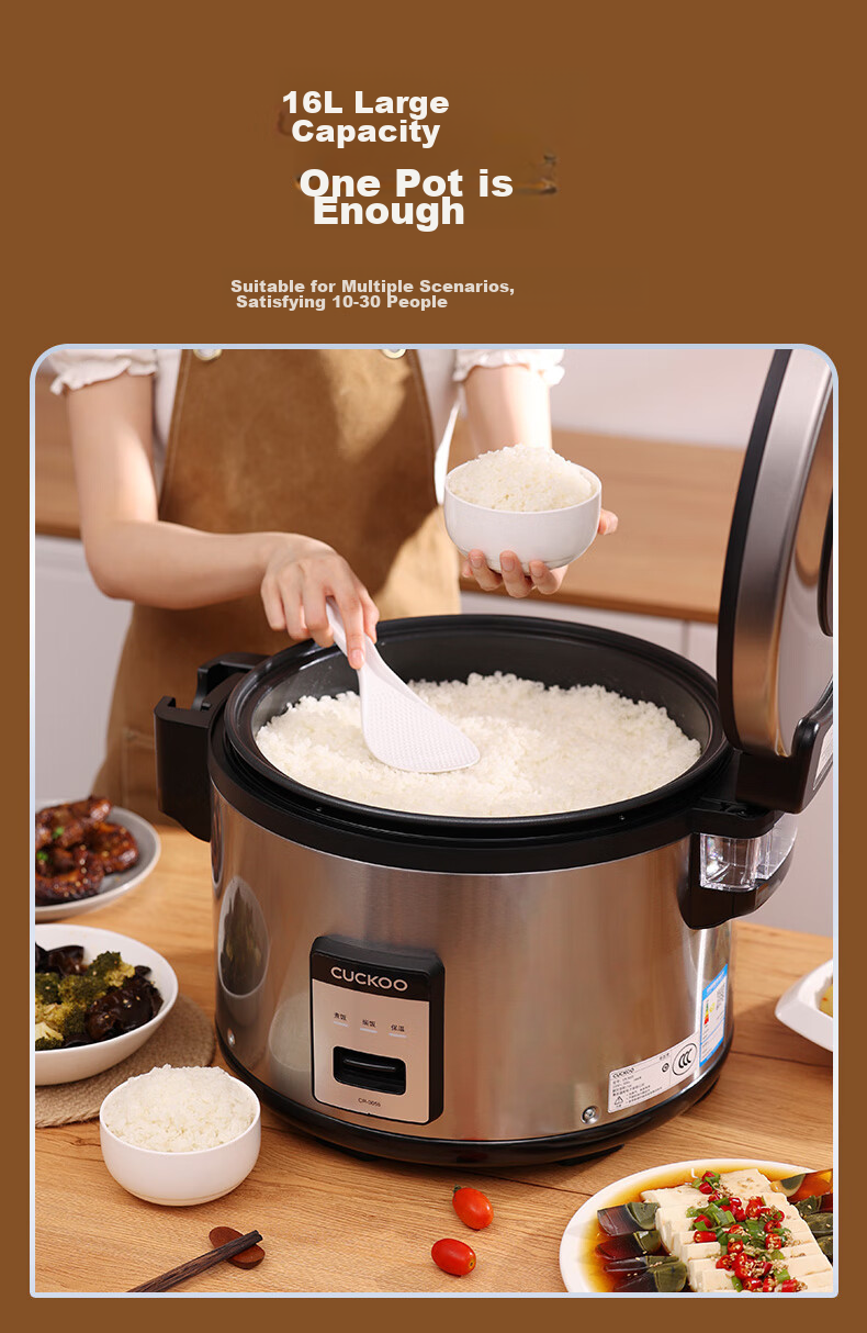 CUCKOO Korean Brand Large Capacity Rice Cooker, Non-Stick Bottom, Easy to Clean, 3D Heating, Long-Lasting Heat Preservation, Electric Rice Cooker, 17.5L, Serves 8+ People, CR-3510R 8