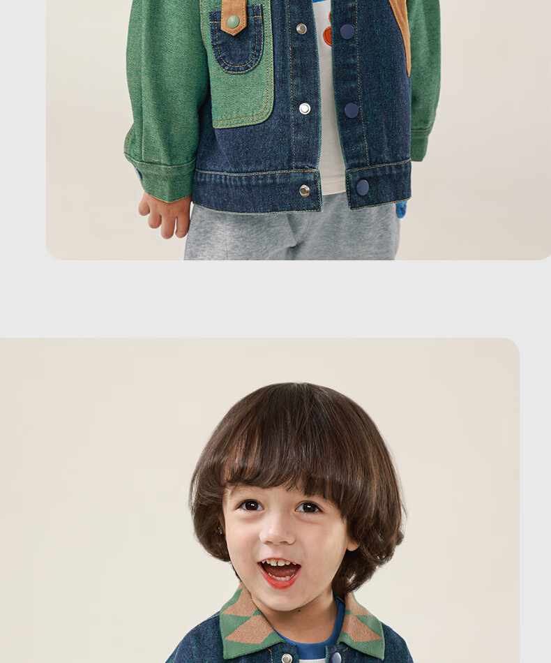Ciciibear Boys' Jacket, Spring And Autumn Style, Baby Denim Top, Children's Autumn Clothing, Retro Toddler Outfit 13