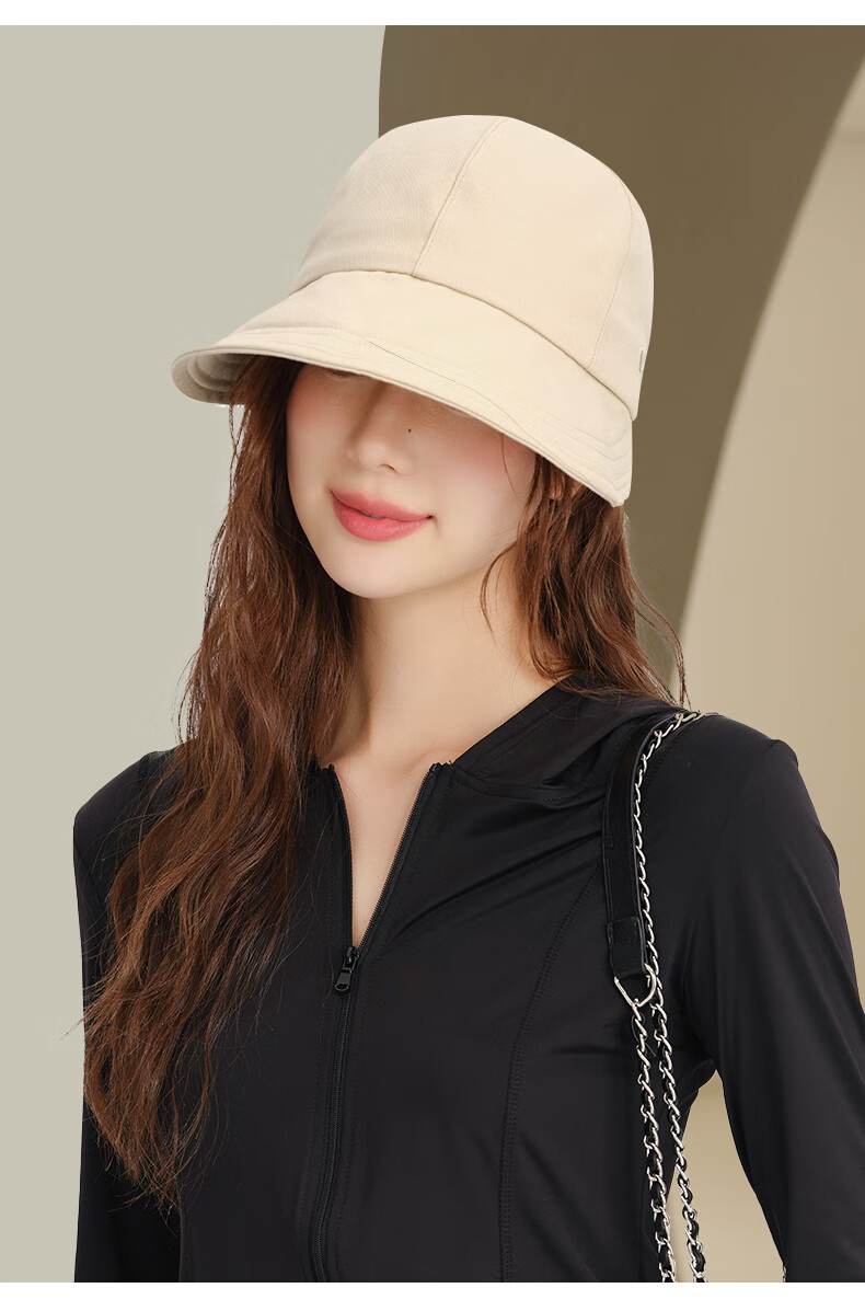 CACUSS Women's Foldable Summer Fisherman Hat Outdoor Sun Protection Large Head Circumference Mountaineering Sun Hat Slim Face Black Large 11
