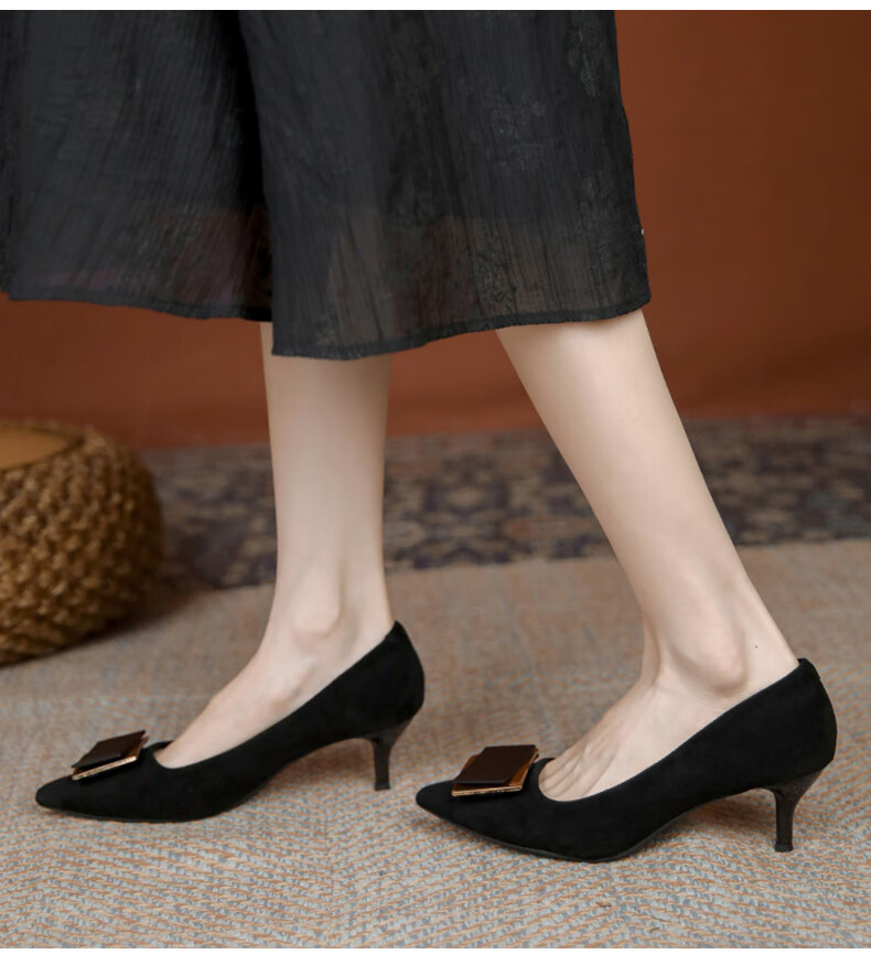 CARTELO Thin Heel High Heels, Comfortable Black Shoes, KCC-6688 Black (3cm), Size 33 2