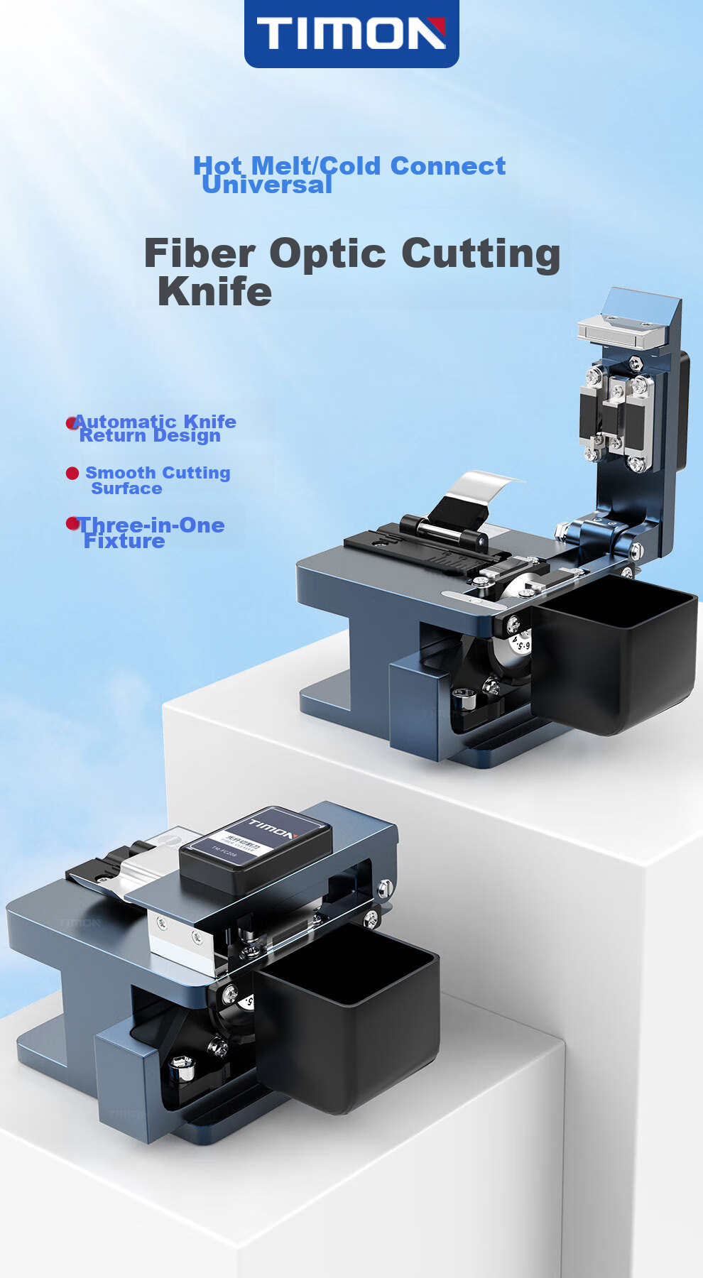 TIMON High-Precision Fiber Optic Cleaver, Fusion Splicer, FTTH Cable Optical Fiber Home Installation Automatic Return Blade Hot-Melt Cold-Joint Cutting Tool TM-FC208 1