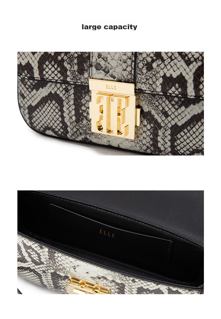 ELLE New Women's Handbag, Retro Small Square Bag, Chain Crossbody Shoulder Underarm Bag, Birthday Gift, 23007 Brow 10