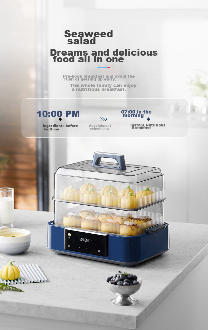 Morphyrichards Electric Steamer Pot for Home Use, 3-4 People Capacity, All-In Stewing And Steaming, Large Stainless Steel Steamer Basket, Programmable Rapid Cooking, Steaming And Stewing Pot, Egg Steamer, Corn Steamer, Breakfast Maker MR1158 White 15