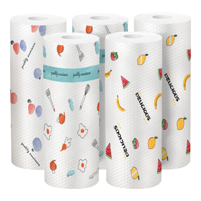 SnowDream Japanese Lazy Cleaning Cloth, Thickened Version, 50 Sheets*5 Rolls, Wet And Dry Use, Kitchen Paper Towels, Oil-Absorbing Paper, Disposable Cleaning Cloths