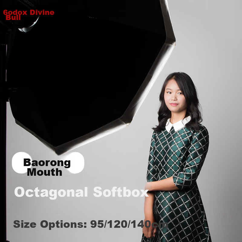 Godox 120cm Octagonal Softbox, Live Streaming Video Beauty Softbox, Photography Studio Shooting Fill Light, Soft Light Dome, Baorong Mouth