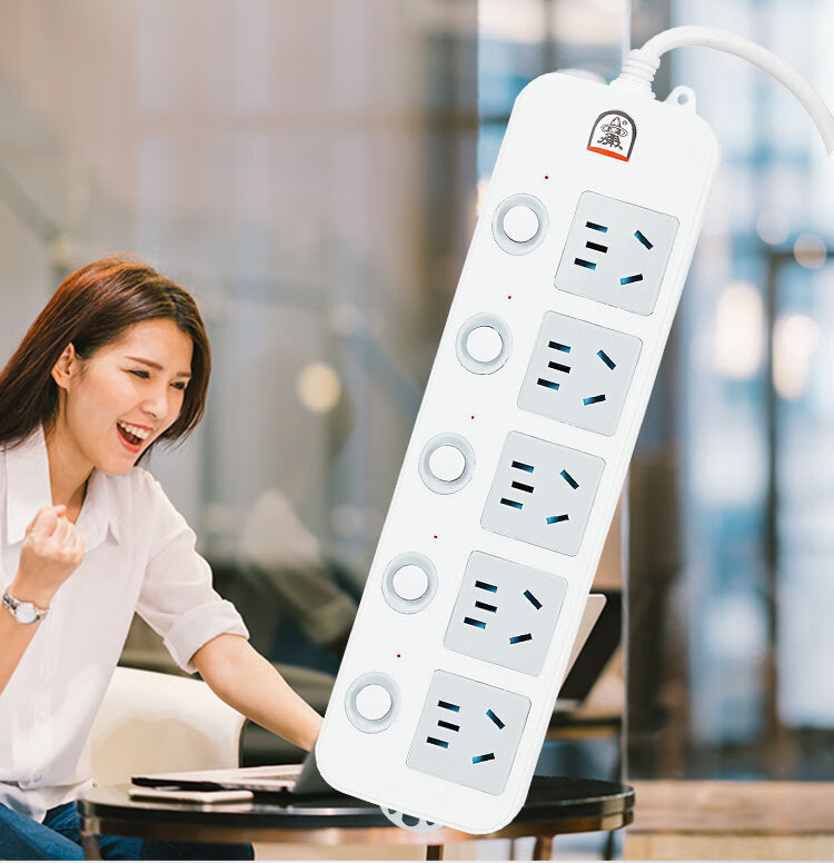 Zidantou Power Strip/Extension Cord/Surge Protector with Individual Switches, 5 Outlets, 2.8 Meters Long TS-206c 1
