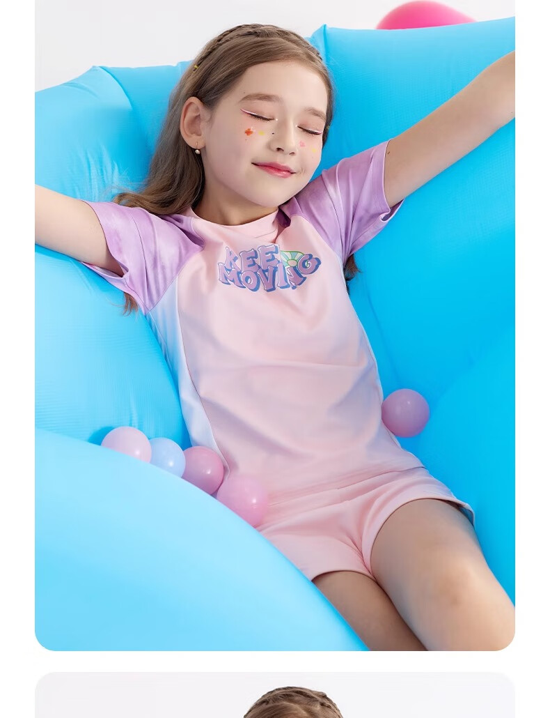 ANTA Children's Swimsuit for Hot Springs, 2026 New Style, Big Kids Sun Protection Girls Two-Piece Professional Training Swimwear, Pink And Purple, Size 110 17