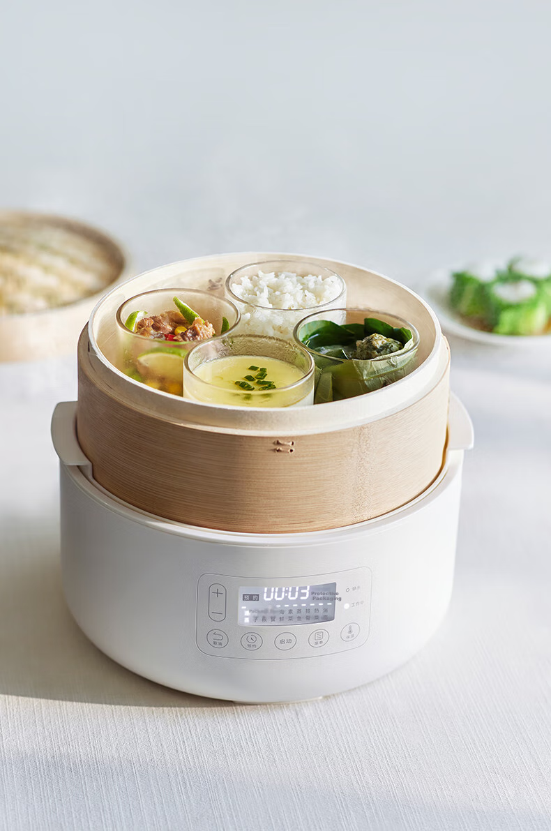 Olayks Steamer Bamboo And Wood Steaming Pot Electric Steamer Multi-Functional Breakfast Machine for Home Use Quick Heating No-Drip Timer Adjustable Temperature Upgrade Version 2-Layer 11