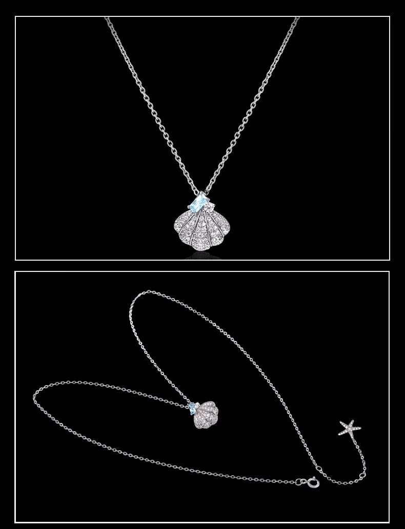 Eternelle French Eternal Original Design Shell Necklace, Luxurious Niche Exquisite Collarbone Chain Birthday Gift, Silver 9