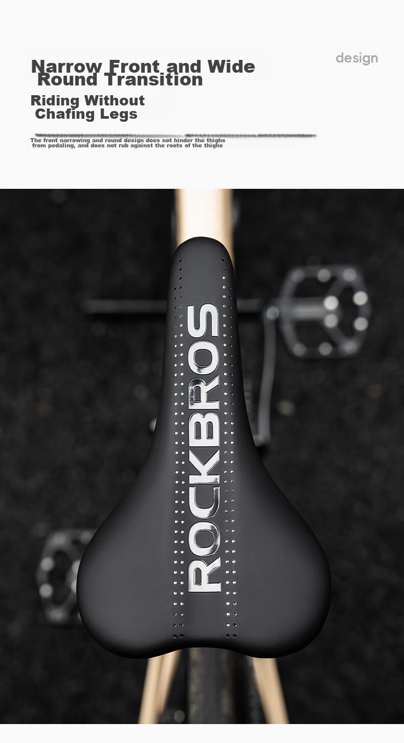 ROCKBROS Bicycle Seat Cushion Comfortable Saddle for Road And Mountain Bikes with Shock Absorption And Thickened Pad Cycling Accessory Black 6