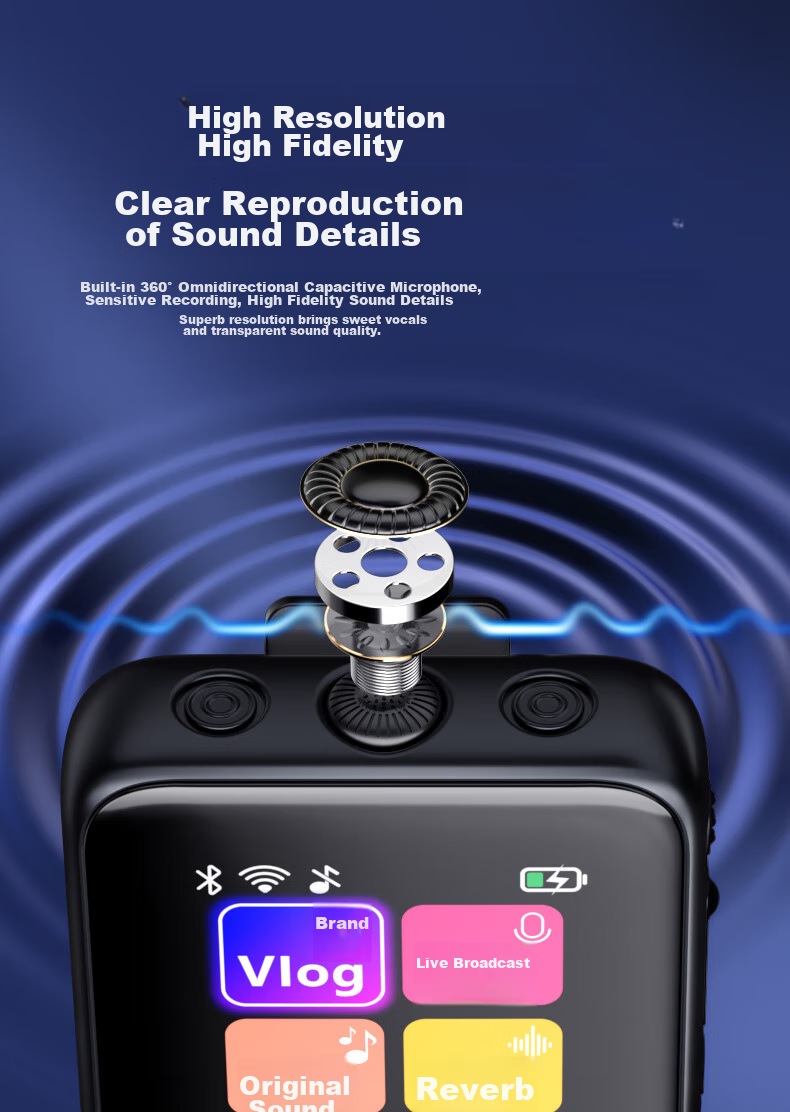 Haomuren Pro Wireless Lavalier Microphone, Small Bee Audio Receiver, Recording Device, Noise Reduction, Douyin Host Sound Card, Live Streaming Complete Set, Bluetooth Microphone, Karaoke Mobile Phone Camera, One-To 5