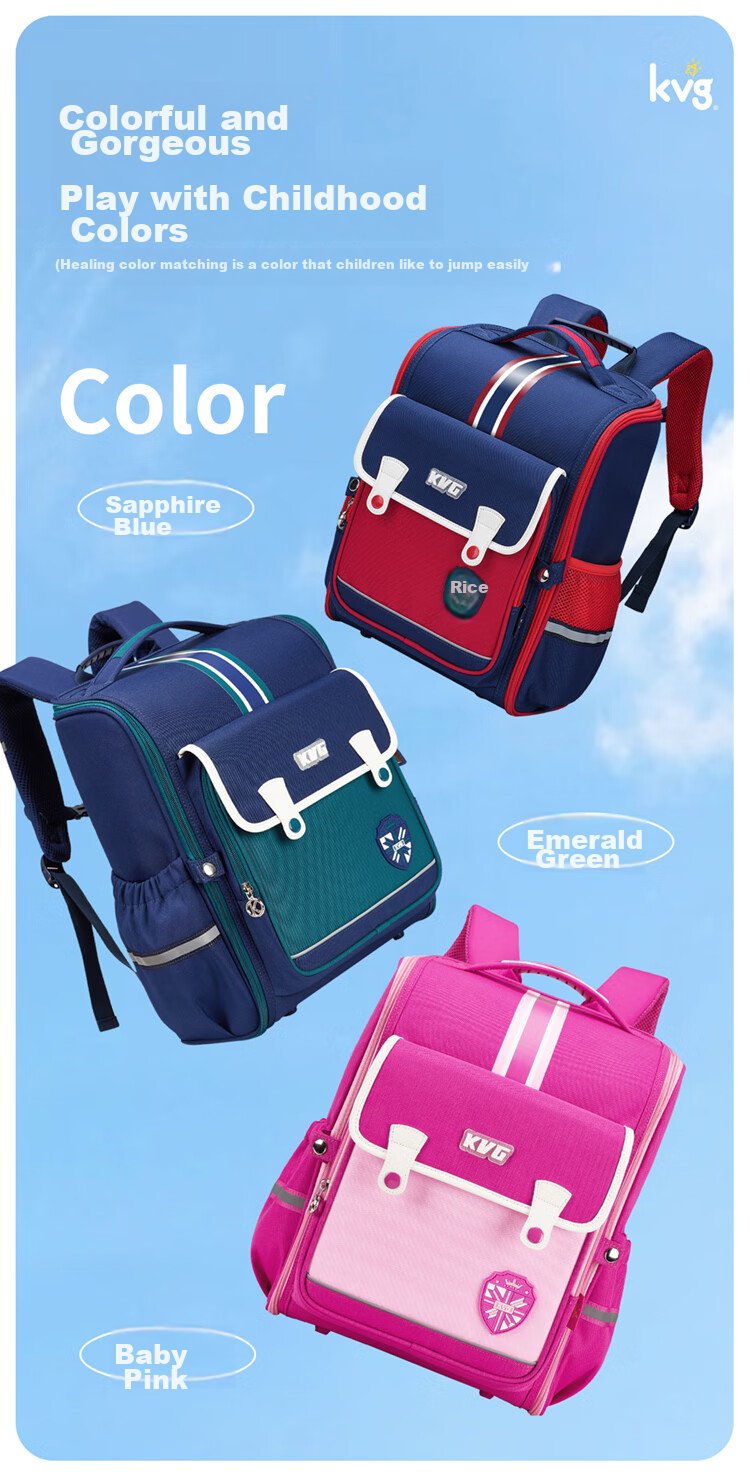 KVG Schoolbag for Primary School Students, Children's Backpack with Spine Protection And Load Reduction, Suitable for Grades 1-3, Double Shoulder Bag for Boys And Girls 12