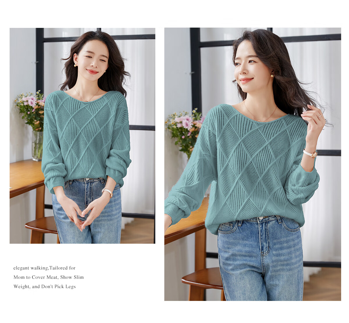 She Enjoy Textured Versatile Diamond Cable Knit Round Neck Sweater Women's Inner and Outer Wear Knit Top T53Z051 25