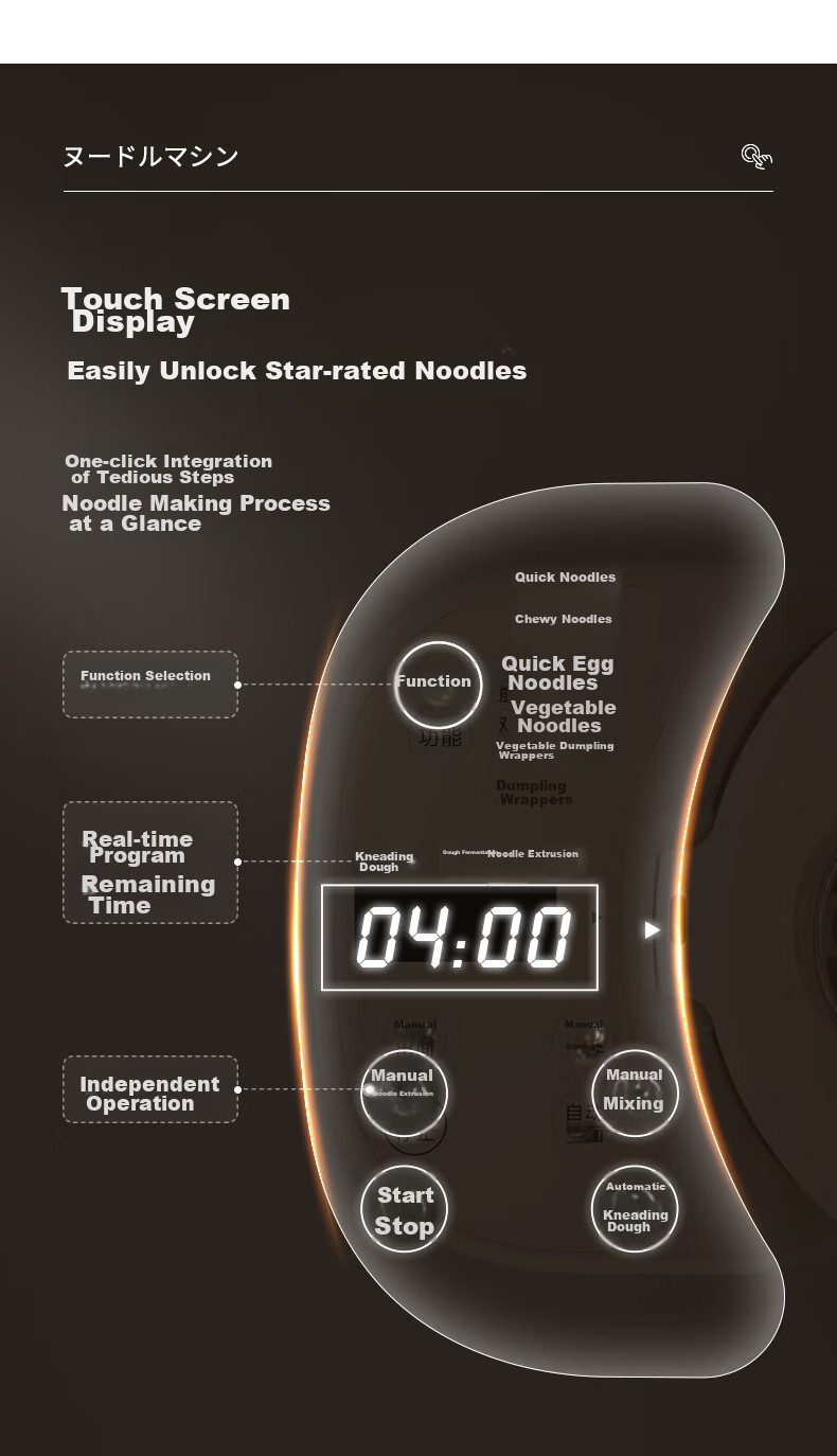 APIXINTL Anben Su Noodle Maker, Fully Automatic Pasta Machine, Multi-Functional Home Use, Multiple Mold Options, Electric Dough Kneader, Dumpling Wrapper Maker, 6-Person Capacity, APIX-M09 16
