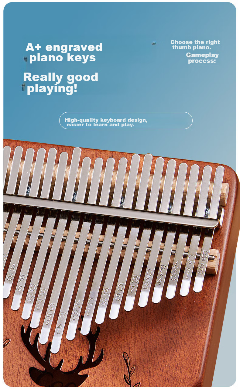 Qian Gu Kalimba Thumb Piano 21-Note Beginner Easy-to-Learn Instrument Finger Piano for Girls Children's Festival Gift 7