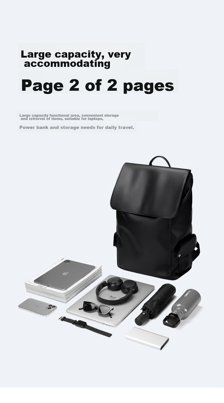GOLF Backpack for Men, Casual Soft Leather Backpack, Laptop Bag for Students, Flip-Top Travel Outdoor Business Sports Backpack 10