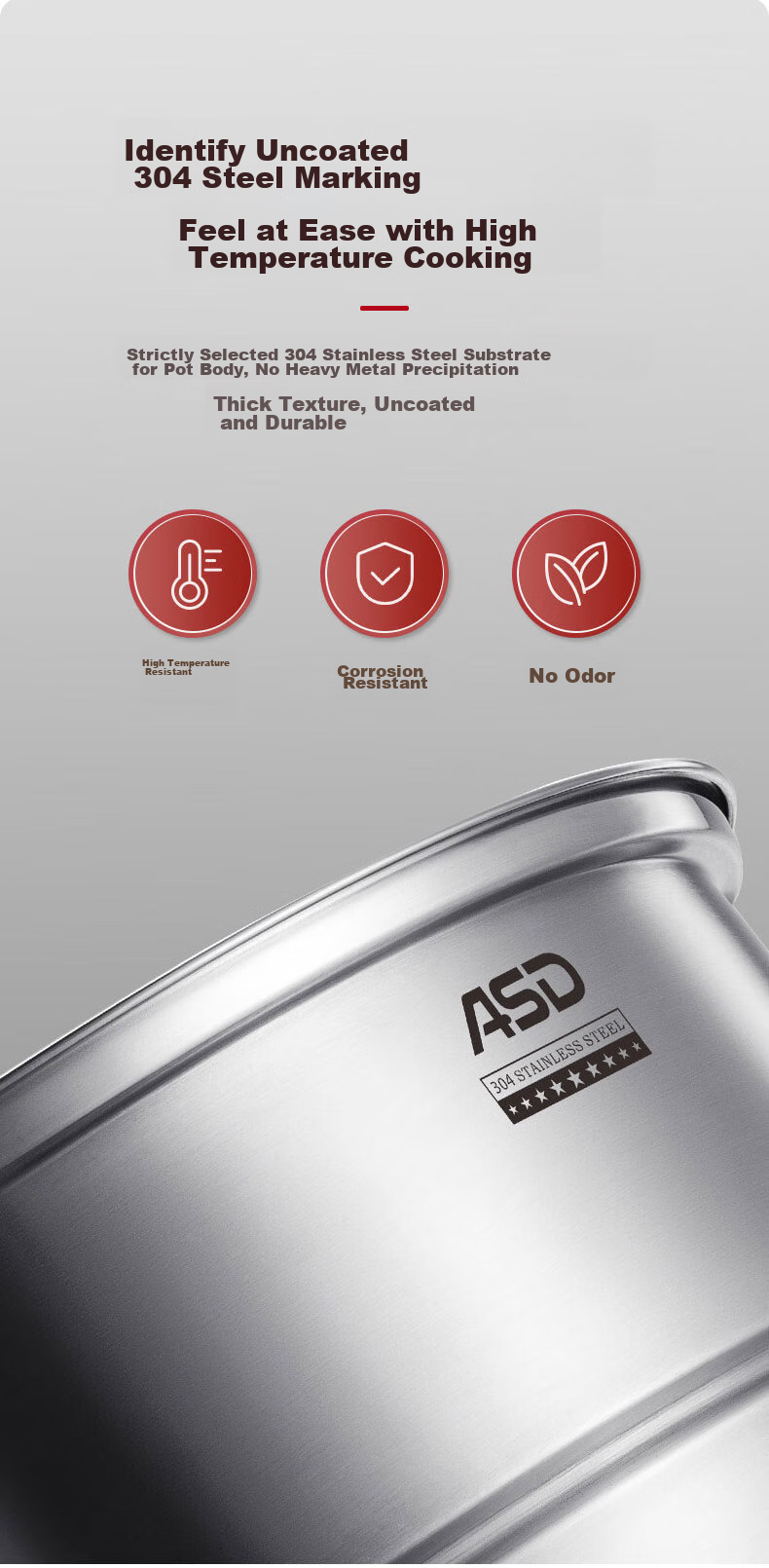 ASD Steamer Pot, Three Layers, 30CM Thickened Base, High-Arch Lid, Large Capacity Fish Steaming Pot, ZS30A5WG 5
