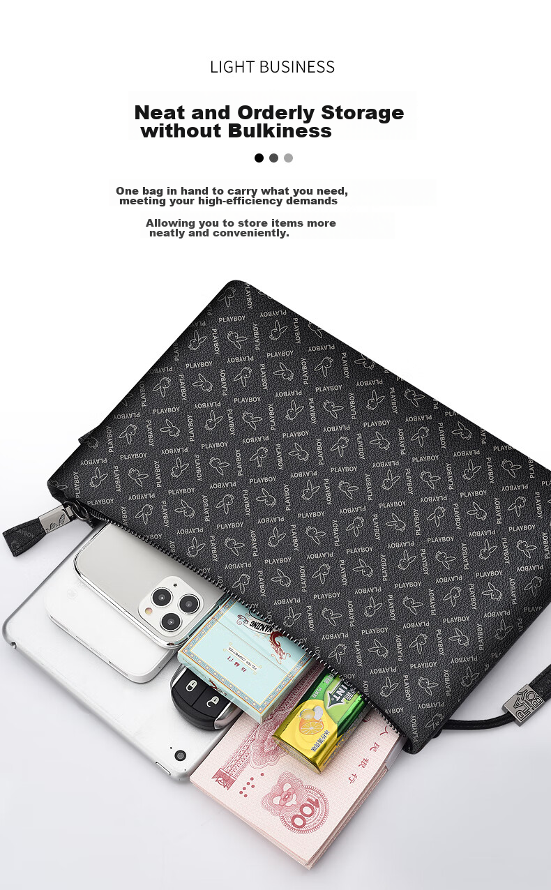 PLAYBOY Men's Clutch Handbag, Portable Large Capacity Envelope Bag for Travel, Business Clutch, Casual Wallet, Birthday Gift 3