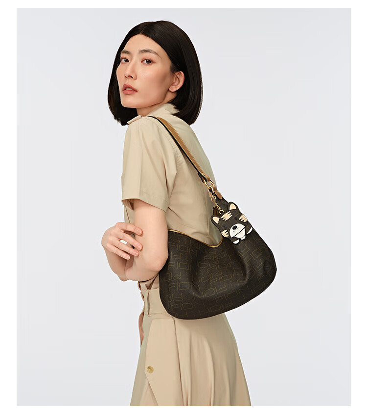 FION Vintage Floral Pattern Handbag for Women, Shoulder Bag, High-End Tote Bag with Elegant Design, Birthday Gift 2