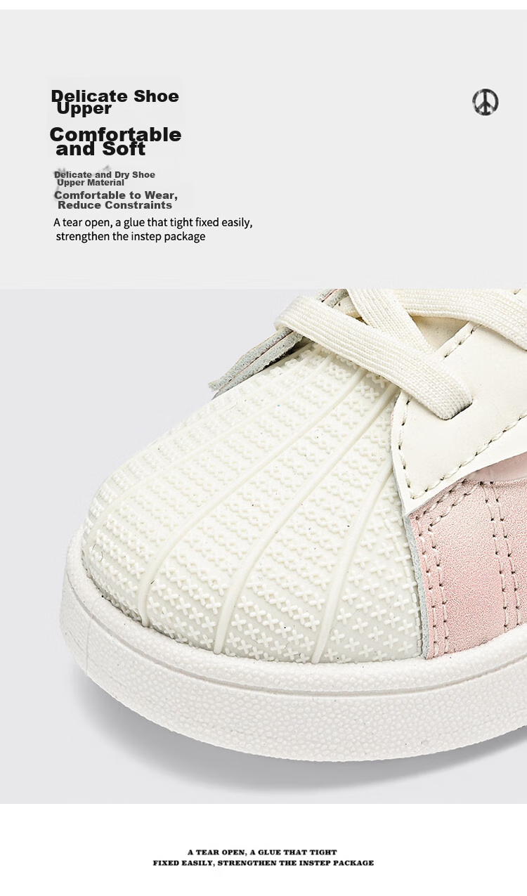 SNOOPY Children's Shoes, Kids' Sneakers for Boys And Girls, Autumn White Shoes, Fashionable Shell Toe Skateboard Shoes, 2008 Pink, Size 28 7