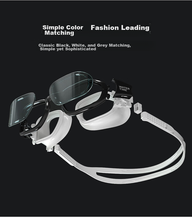 WATERTIME / Shuichuan Anti-Fog Swimming Goggles, High Definition Large Frame Swim Cap, Non-Binding for Men And Women, Swimming Glasses And Swim Cap Set 5