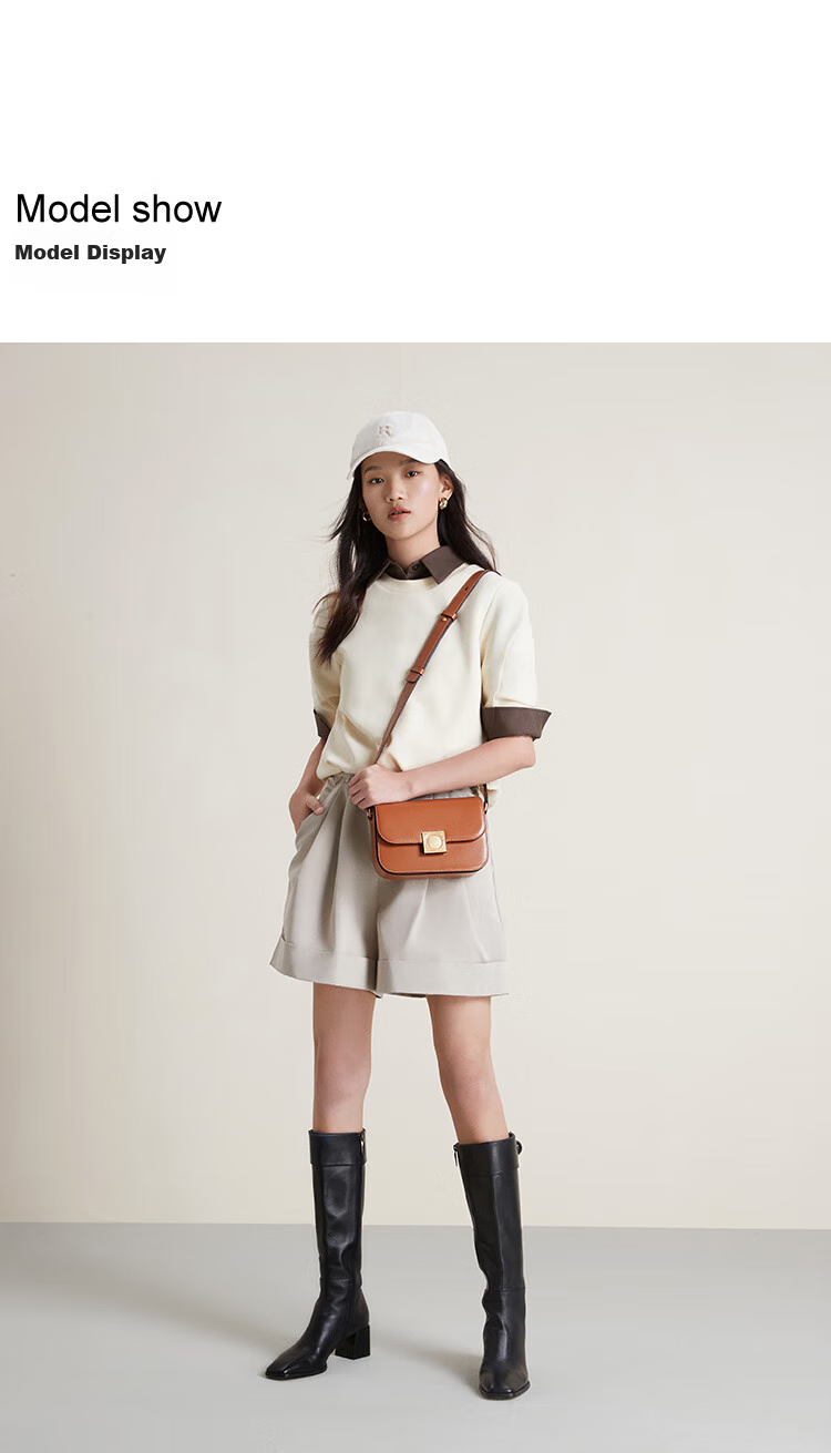 DISSONA Women's Handbag, Tofu-Shaped Shoulder Bag, Small Square Leather Crossbody Bag, Valentine's Day Gift, Brown - Small Size 5
