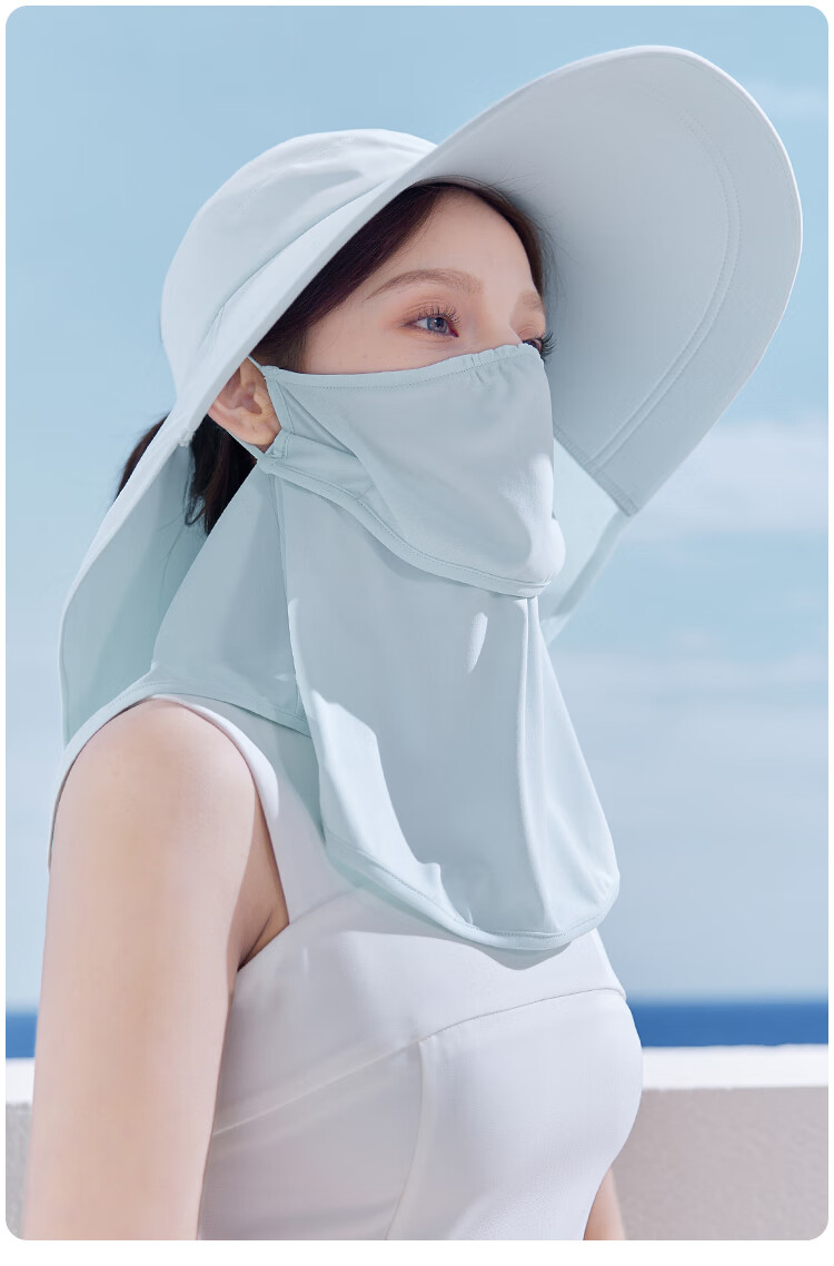 JIUMU Ice Silk Sun Protection Face Mask for Women, Summer UV Protection Sunshade Veil, Neck Guard for Driving, Breathable Full Face Mask 11
