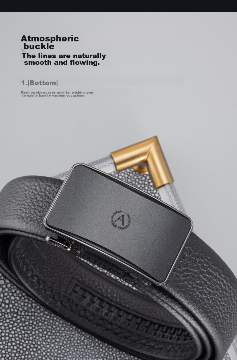 Aokang Men's Automatic Buckle Belt, Top-Grain Leather Waistband, Birthday Gift for Young And Middle-Aged Me 5