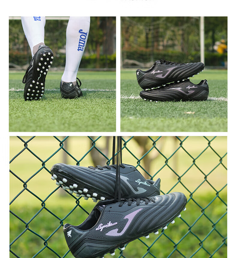JOMA Adult Soccer Shoes for Men, Youth And Students, MG Short Studs Breathable Competition Football Training Shoes, Black, Size 43.5 9