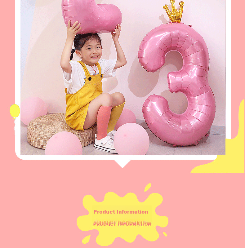 Ounizi Birthday Scene Decoration, Girl's Birthday Props, Atmosphere, Boy's Party Decorations, Happy Birthday, Pink Number Balloons 1 2
