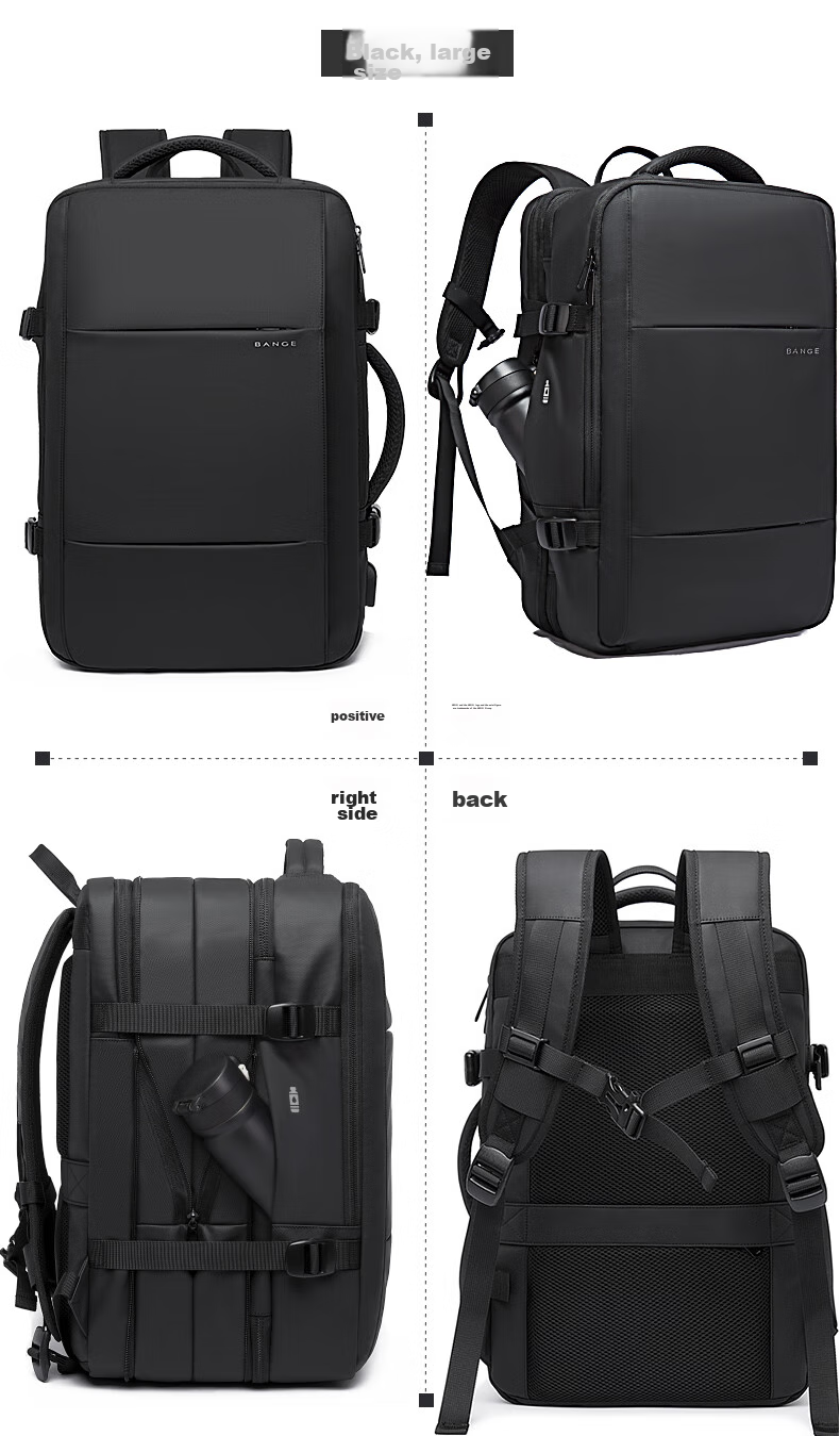Bange Large Capacity Multifunctional Travel Bag, College Student Gift, 16-Inch Laptop Backpack, Black Small 18