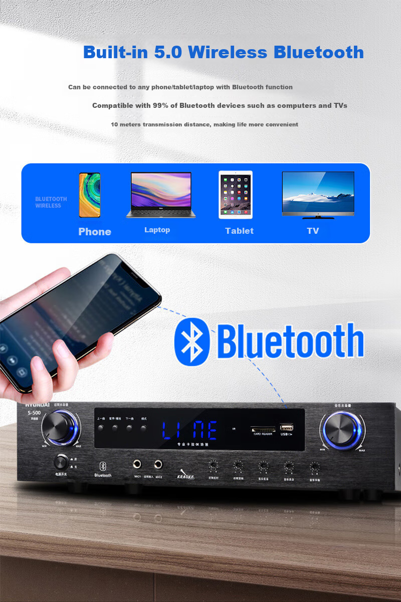 HYUNDAI BK10 Professional Small to Medium-Sized Conference Room Audio System, Wall-Mounted Speakers, Bluetooth Amplifier, Wireless Microphone Combination for Teaching, Training, And Shop Systems Equipment 9