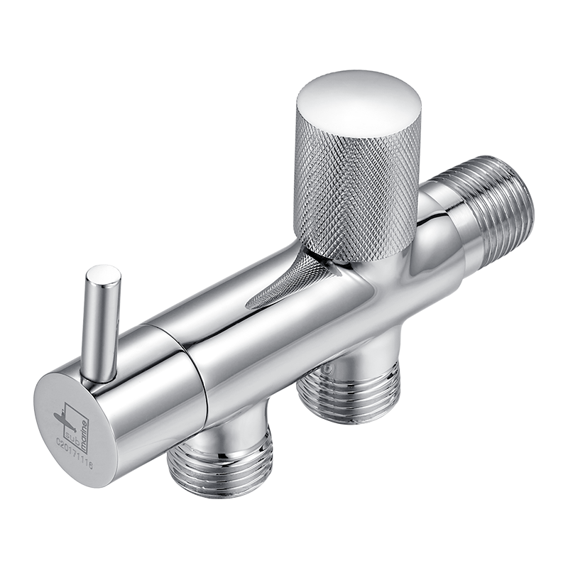 Submarine F402 1-In Three-Way Brass Chrome-Plated Angle Valve with Ceramic Valve Core