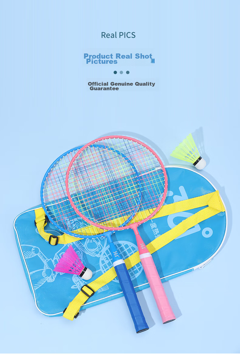 361° Badminton Racket for Children, Durable Set for Ages 3-12, Toy Gift Package, Pink + Blue 18