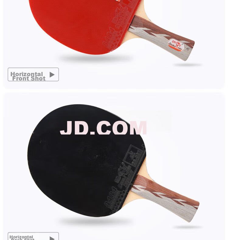 DOUBLE FISH Table Tennis Paddles Straight Handle Double Paddle Set, 5D Wuxingbing Table Tennis Racket, 2 Paddles with 10 Free Balls Included 2