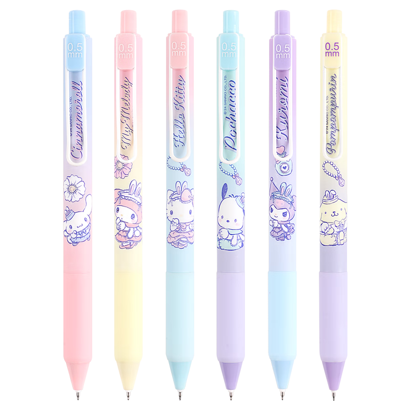 GuangBo & Sanrio Retractable Gel Pen, Stylish Cute ST Tip Exam Pen 0.5mm Student Exam Pen Black Ink Pen 3-Pack Randomly 1 Box KT82170-3